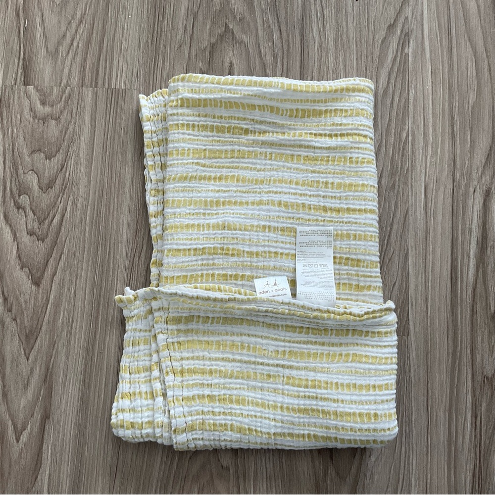 Aden + Anais Yellow, White 100% Cotton Muslin Baby Blanket Gender Neutral